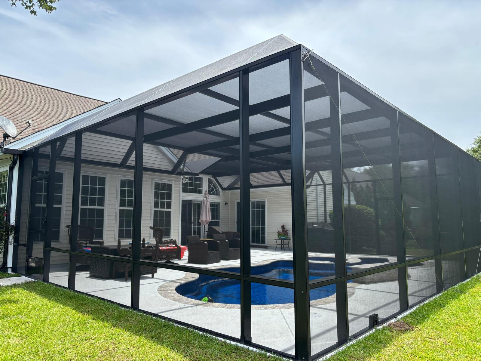Modern screened pool enclosure