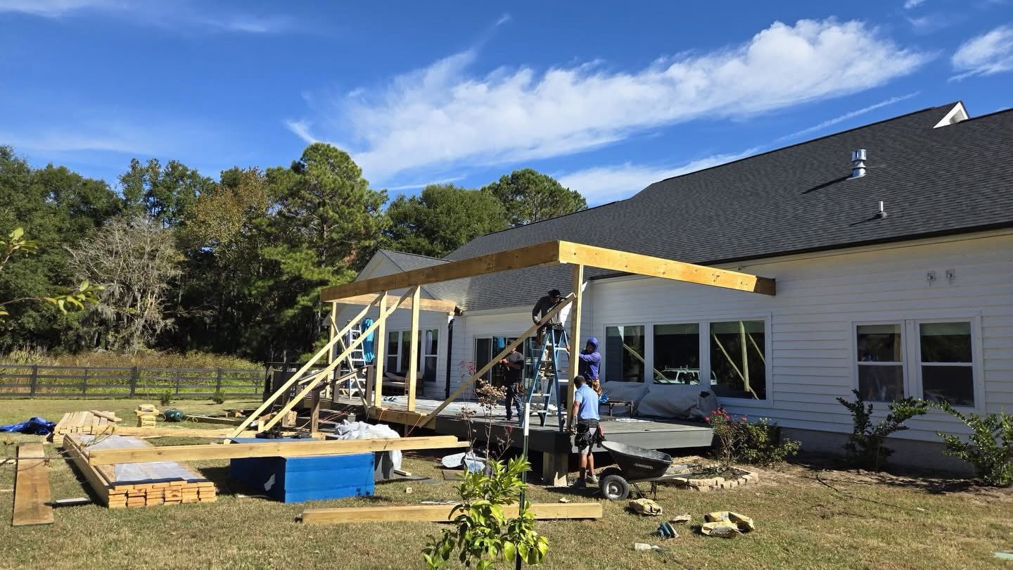 Screened porch framing in progress